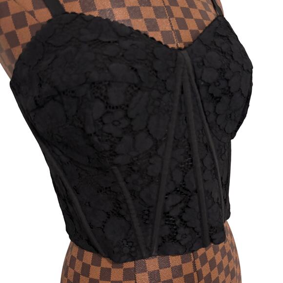Express Cropped Corset Top Size 10 Black Lace Bustier $78 NEW Fairy Goth Witchy - Picture 5 of 8